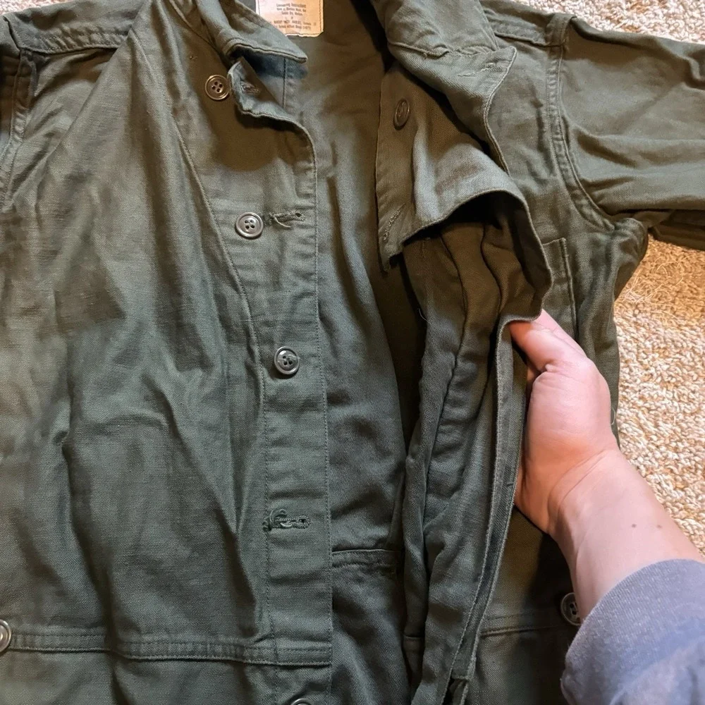 US Military Army OD Green 100% Cotton Sateen Coveralls Size Small 1982